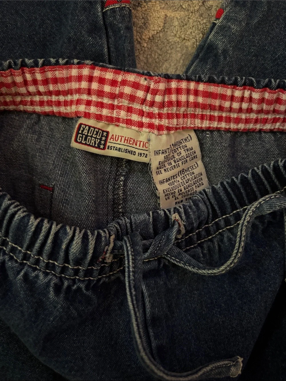 Faded Glory Kids Dark Blue Denim Pants with Red Heart Trim